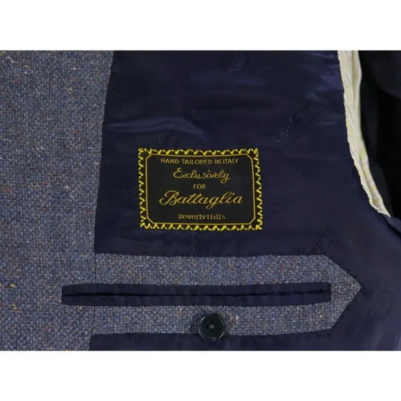 Battaglia Light Blue Donegal Tweed Wool 3-Btn Sportcoat Blazer 46R - Picture 8 of 9
